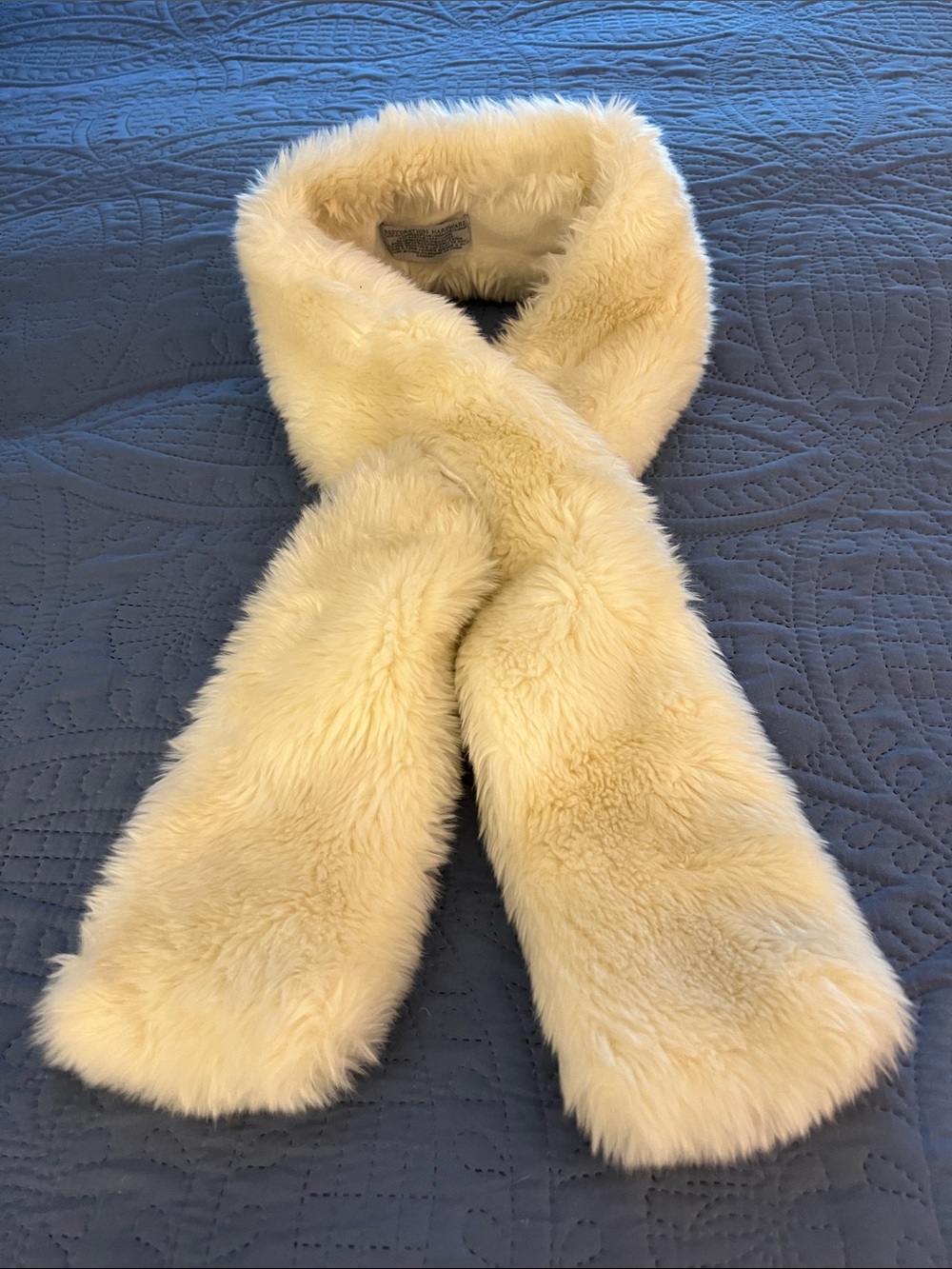 Restoration Hardware Plush Pull-Through Faux Fur Scarf in Cream